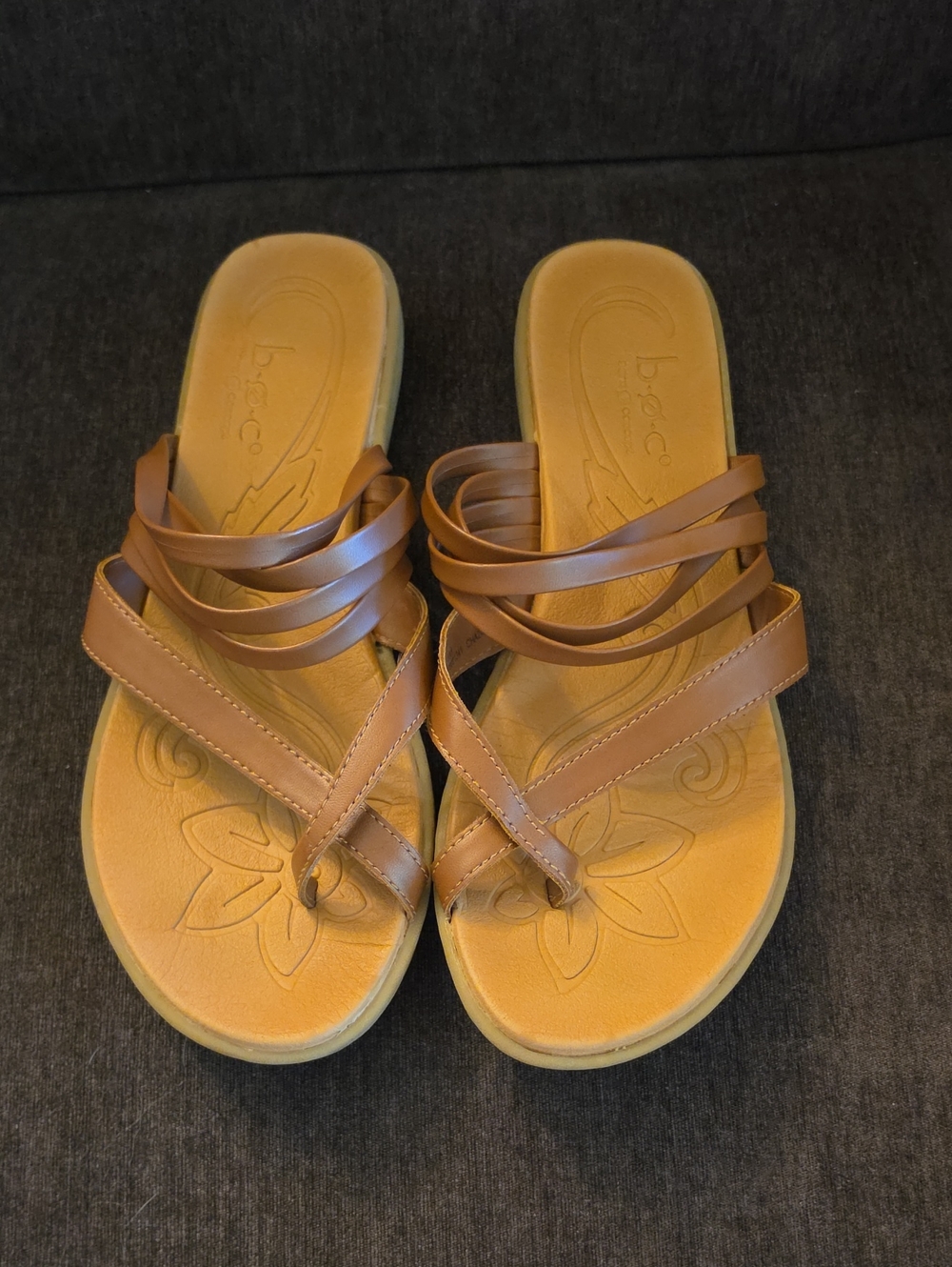 b.o.c. Brown Strappy Toe-Loop Sandals for Women